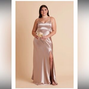 Birdy Grey Bridesmaid Dress - Jay Shiny Satin Dress - Taupe
